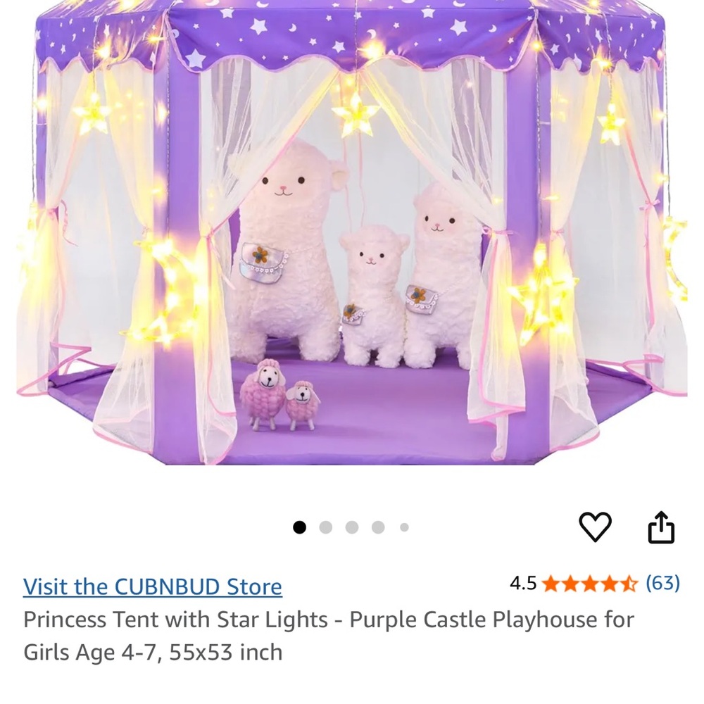 Purple Princess Tent with Star Lights